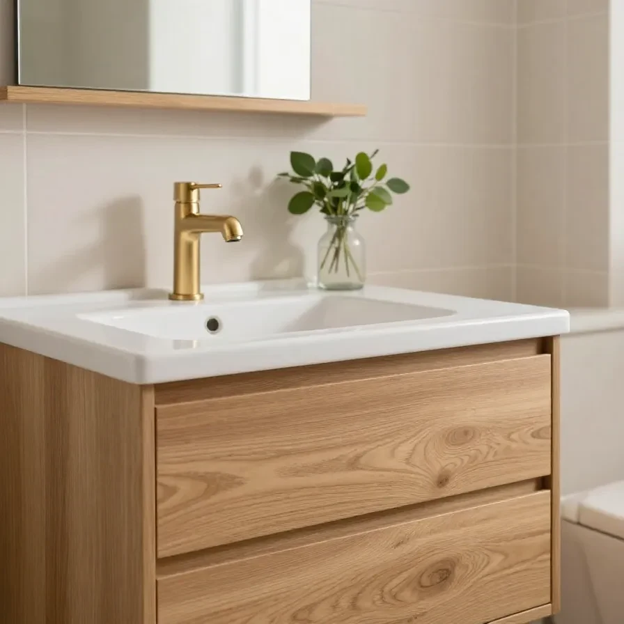 Lukka Ridgewood Modern Mocha Oak Single Bowl Wall Hung Vanity